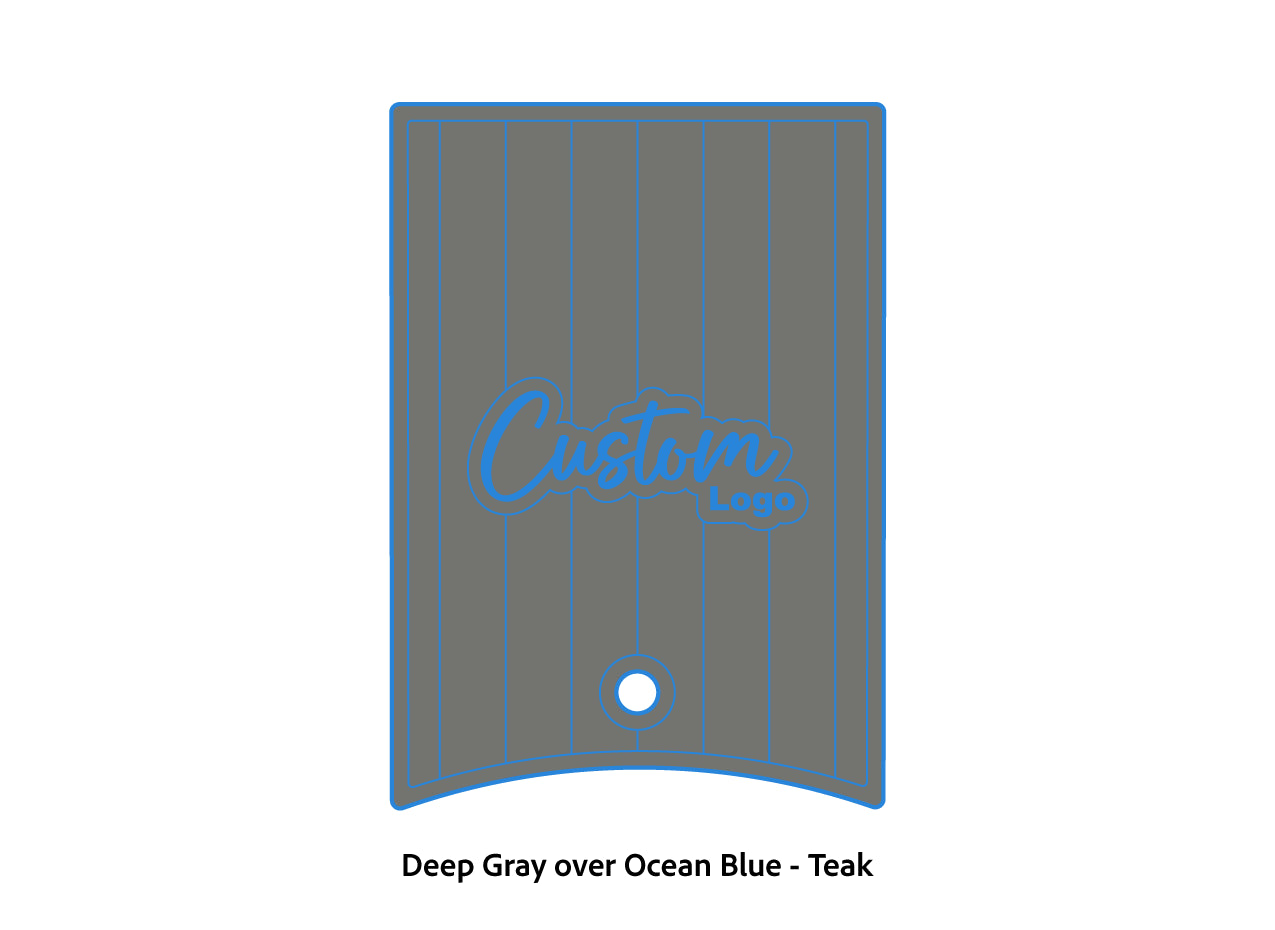 Dura-Deck Ranger 520c center locker  eva foam accessory set in deep gray over ocean blue teak pattern