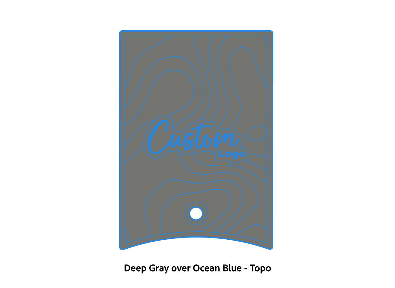 Dura-Deck Ranger 520c center locker  eva foam accessory set in deep gray over ocean blue topo pattern