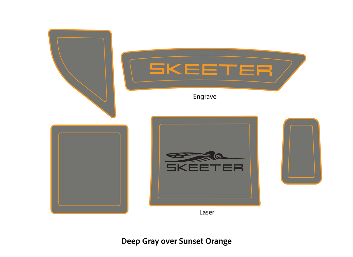 Dura-Deck Skeeter TZX eva foam accessory pad set in deep gray over sunset orange