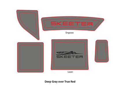 Dura-Deck Skeeter TZX195 EVA foam bass boat accessory pad set in deep gray over true red