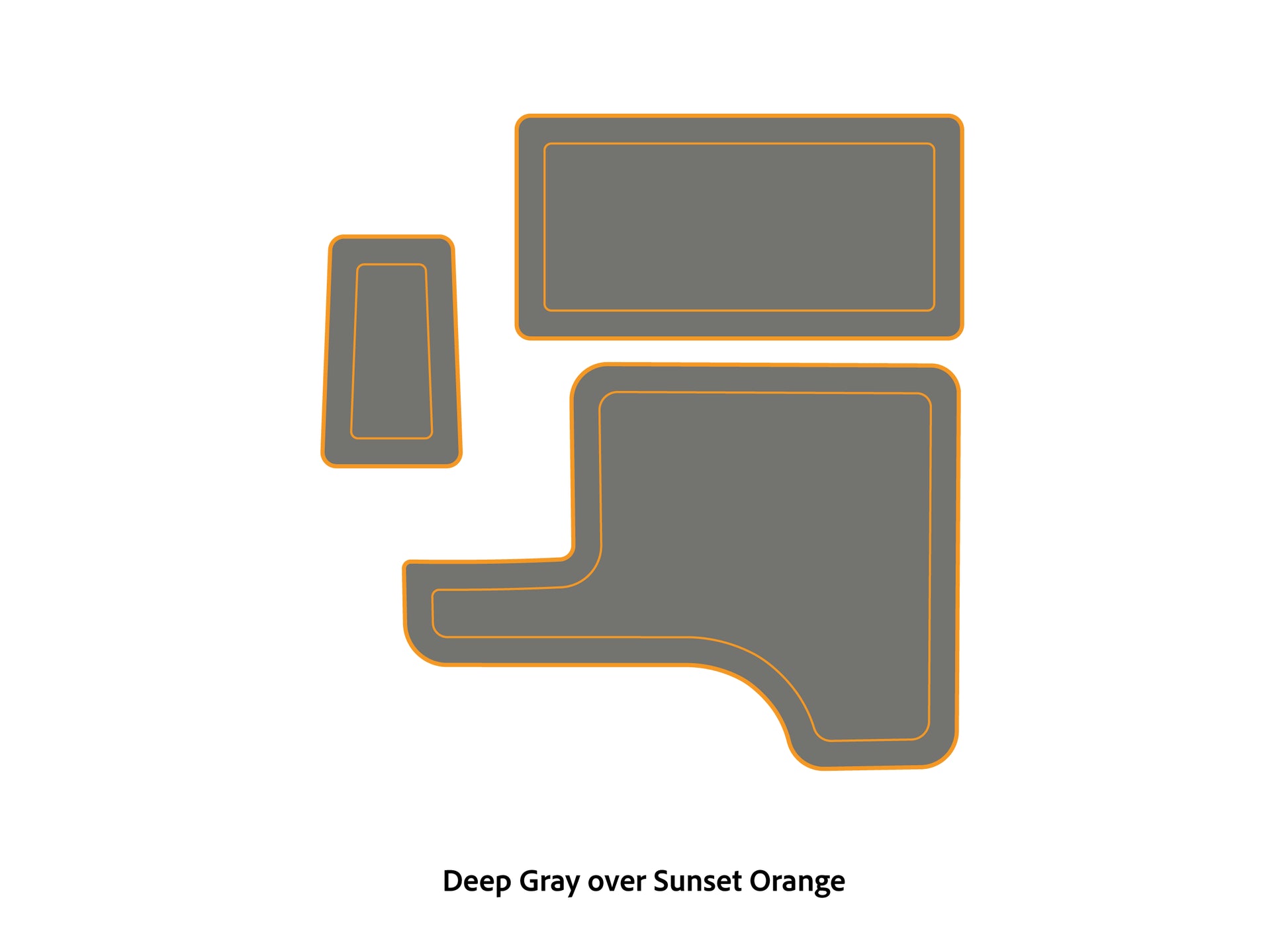 Dura-Deck Triton 179trx EVA foam accessory pad set in deep gray over sunset orange