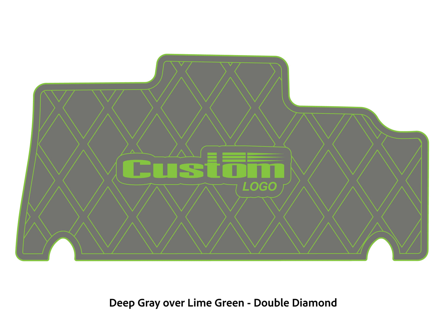 Dura-deck Triton 179TRX custom EVA foam bass boat flooring in deep gray over lime green double diamond pattern