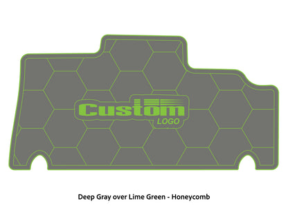 Dura-deck Triton 179TRX custom EVA foam bass boat flooring in deep gray over lime green honeycomb pattern