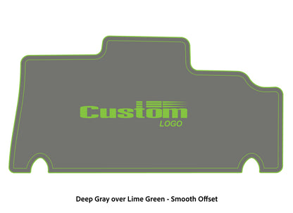 Dura-deck Triton 179TRX custom EVA foam bass boat flooring in deep gray over lime green smooth offset pattern