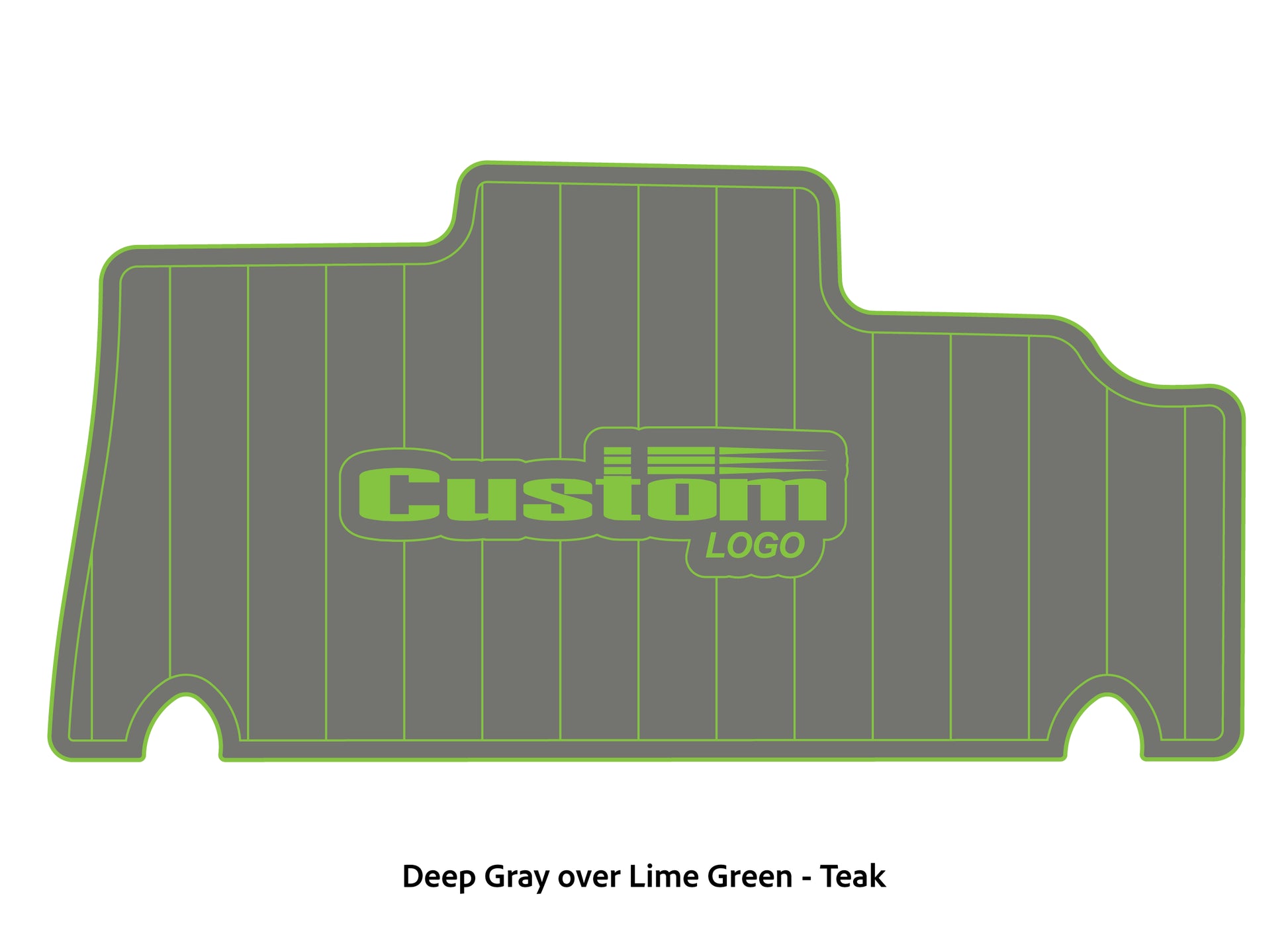 Dura-deck Triton 179TRX custom EVA foam bass boat flooring in deep gray over lime green teak pattern