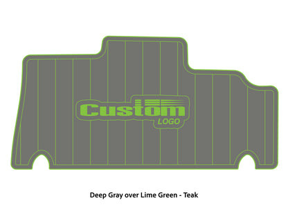 Dura-deck Triton 179TRX custom EVA foam bass boat flooring in deep gray over lime green teak pattern
