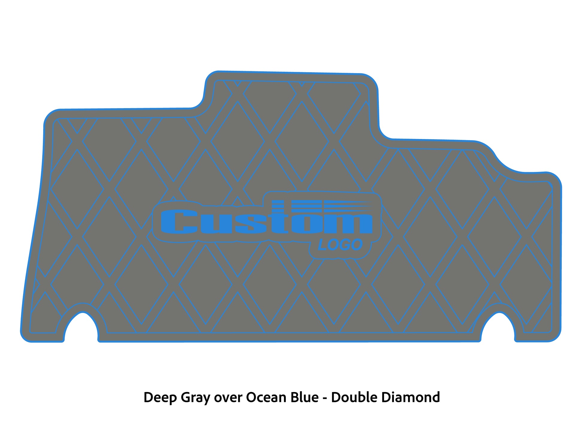 Dura-deck Triton 179TRX custom EVA foam bass boat flooring in deep gray over ocean blue double diamond pattern