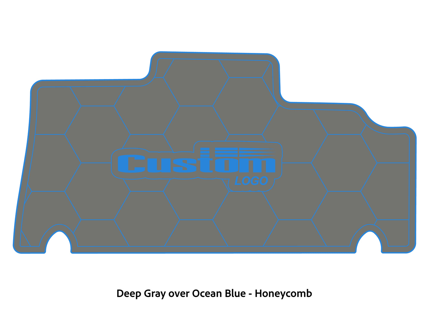Dura-deck Triton 179TRX custom EVA foam bass boat flooring in deep gray over ocean blue honeycomb pattern