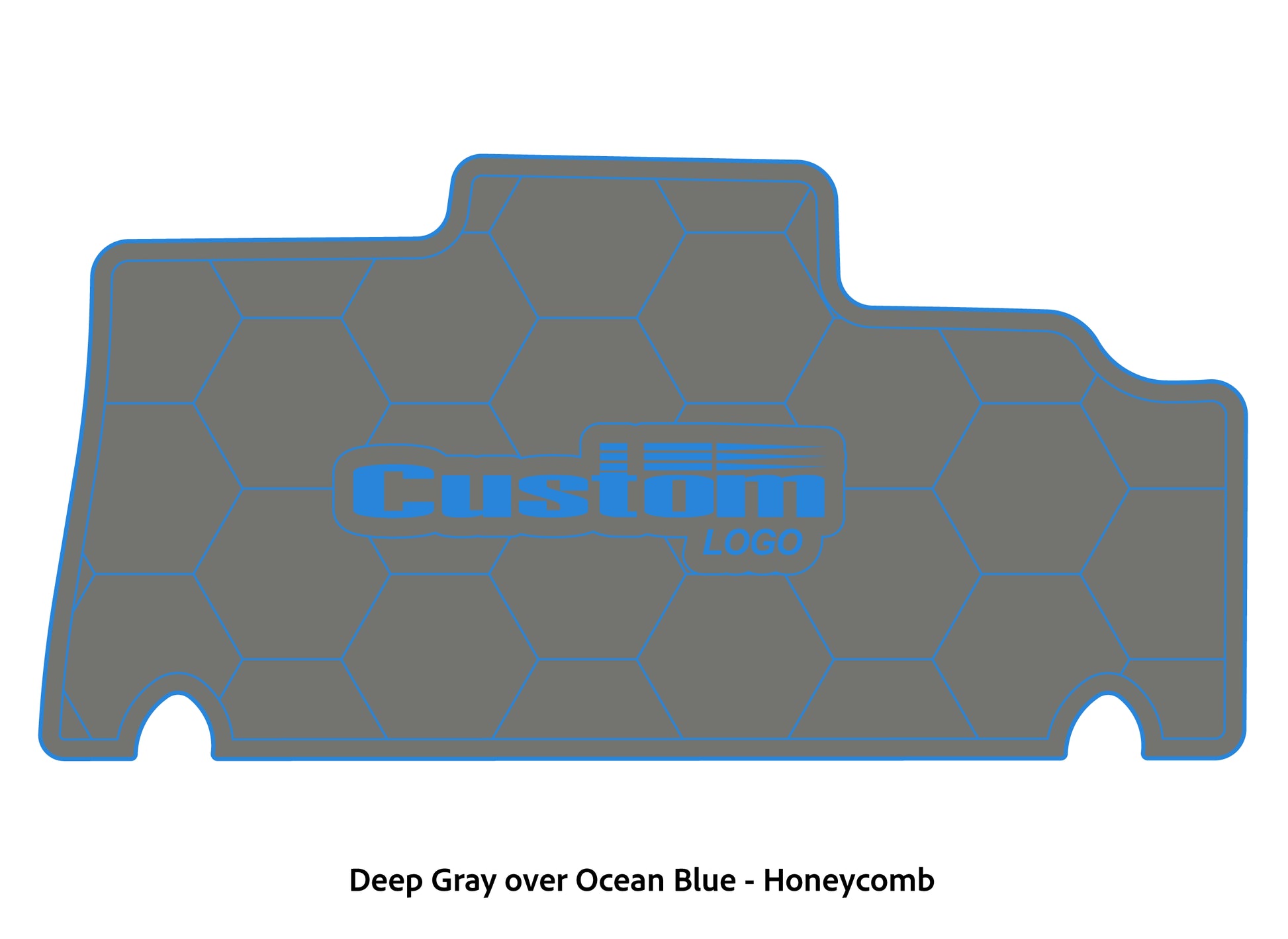 Dura-deck Triton 179TRX custom EVA foam bass boat flooring in deep gray over ocean blue honeycomb pattern