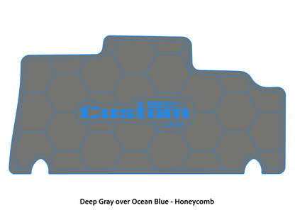 Dura-deck Triton 179TRX custom EVA foam bass boat flooring in deep gray over ocean blue honeycomb pattern