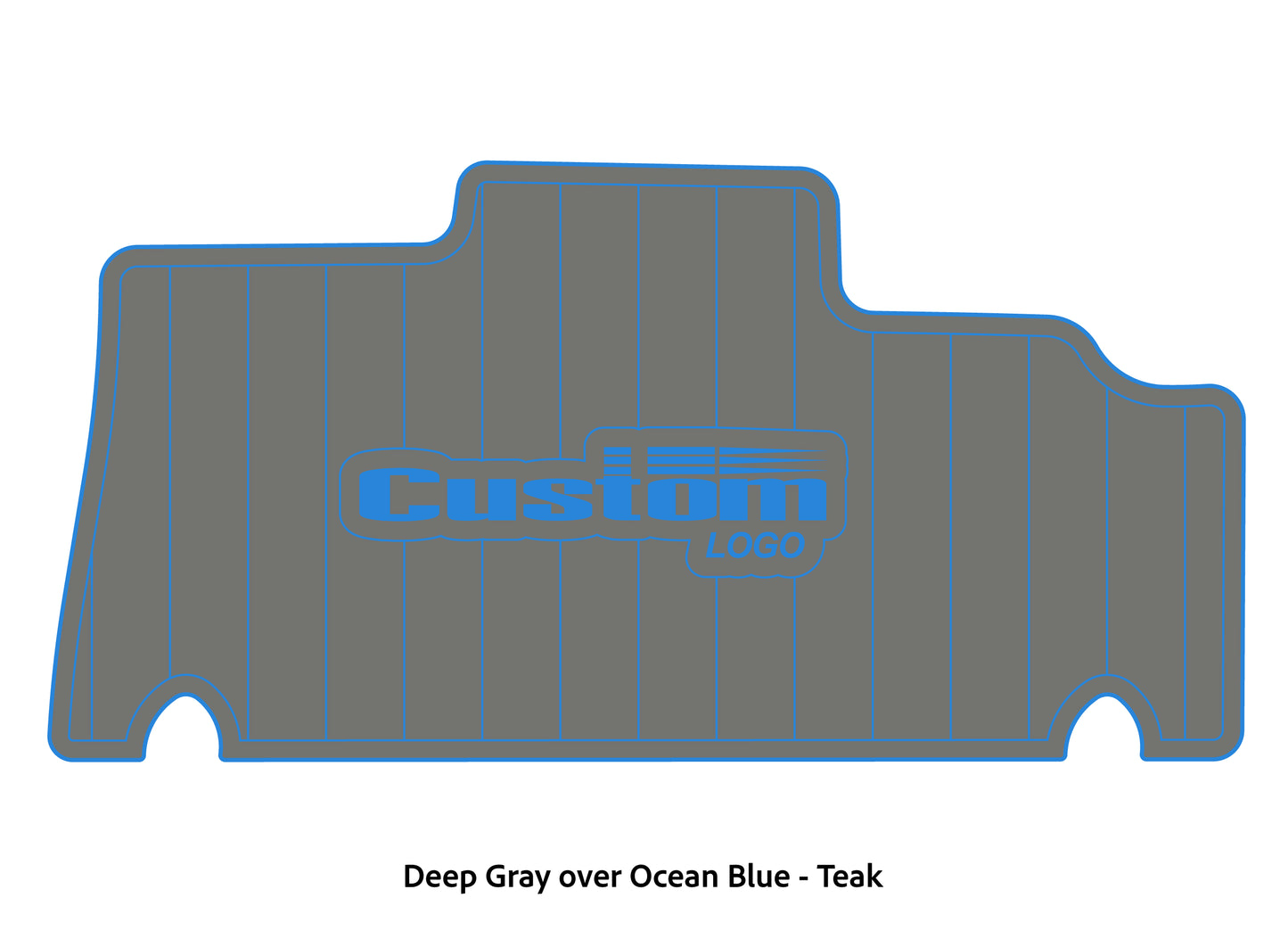 Dura-deck Triton 179TRX custom EVA foam bass boat flooring in deep gray over ocean blue teak pattern