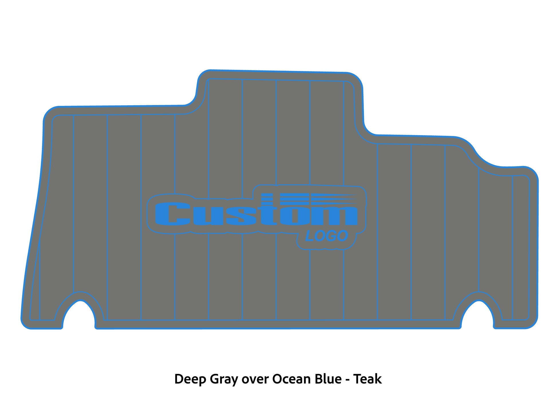 Dura-deck Triton 179TRX custom EVA foam bass boat flooring in deep gray over ocean blue teak pattern