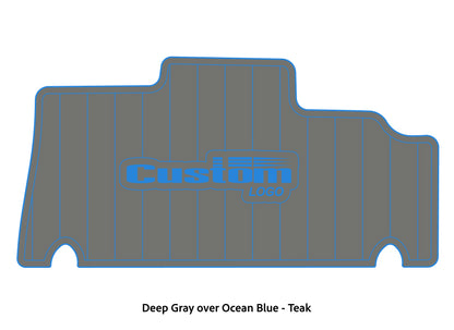 Dura-deck Triton 179TRX custom EVA foam bass boat flooring in deep gray over ocean blue teak pattern