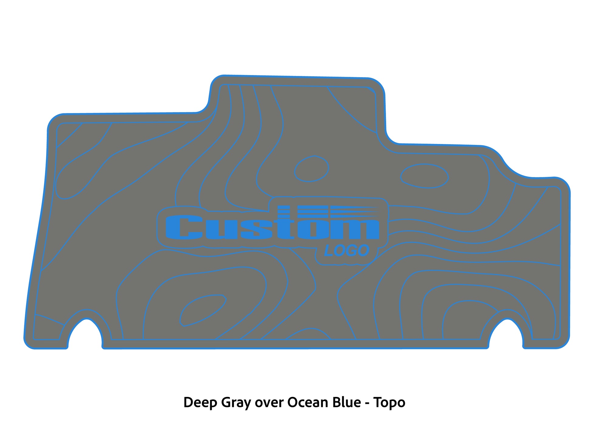Dura-deck Triton 179TRX custom EVA foam bass boat flooring in deep gray over ocean blue topo pattern