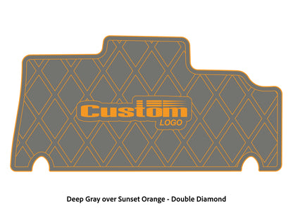 Dura-deck Triton 179TRX custom EVA foam bass boat flooring in deep gray over sunset orange double diamond pattern