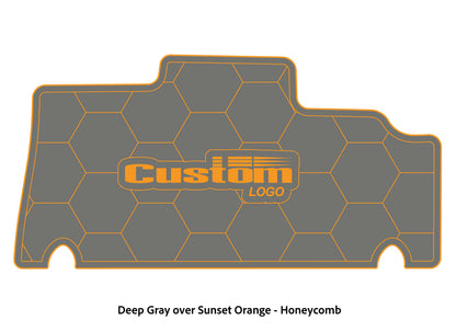 Dura-deck Triton 179TRX custom EVA foam bass boat flooring in deep gray over sunset orange honeycomb pattern