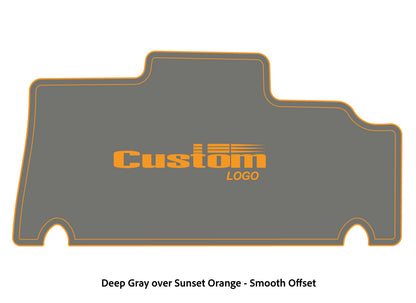 Dura-deck Triton 179TRX custom EVA foam bass boat flooring in deep gray over sunset orange smooth offset pattern