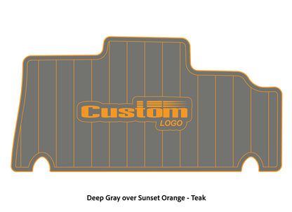 Dura-deck Triton 179TRX custom EVA foam bass boat flooring in deep gray over sunset orange teak pattern
