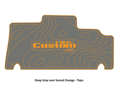 Dura-deck Triton 179TRX custom EVA foam bass boat flooring in deep gray over sunset orange topo pattern