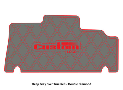 Dura-deck Triton 179 custom EVA foam bass boat flooring in deep gray over true red double diamond pattern
