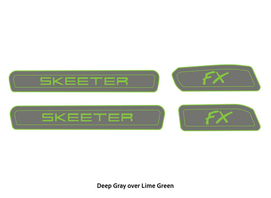Dura-Deck Skeeter FX20 eva foam trailer pad set in deep gray over lime green