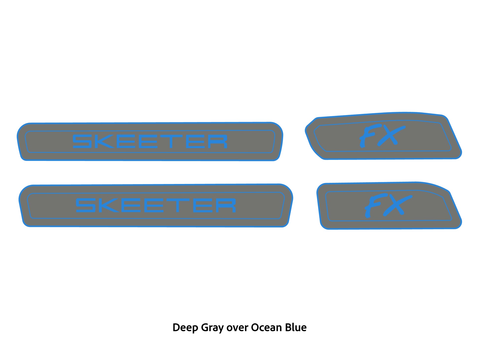 Dura-Deck Skeeter FX20 eva foam trailer pad set in deep gray over in ocean blue