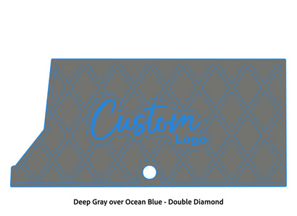Dura-Deck Ranger RT178 custom EVA foam bass boat flooring in deep gray over ocean blue double diamond