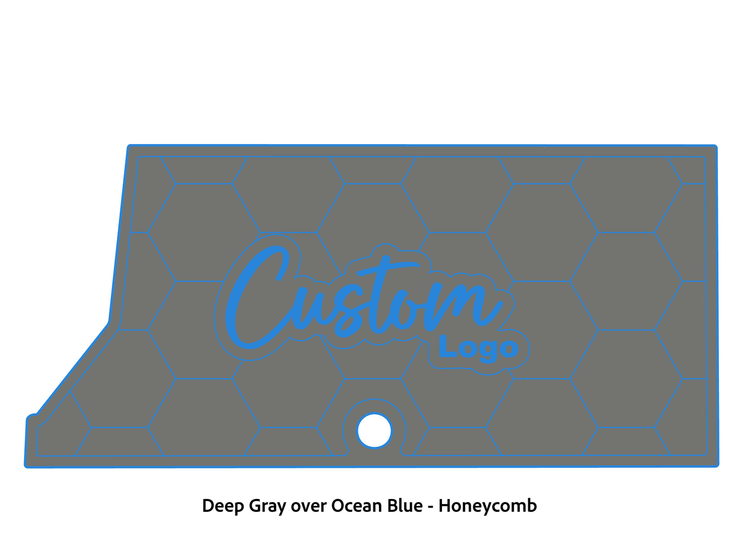 Dura-Deck Ranger RT178 custom eva foam bass boat flooring in deep gray over ocean blue honeycomb pattern