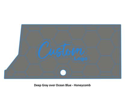 Dura-Deck Ranger RT178 custom eva foam bass boat flooring in deep gray over ocean blue honeycomb pattern