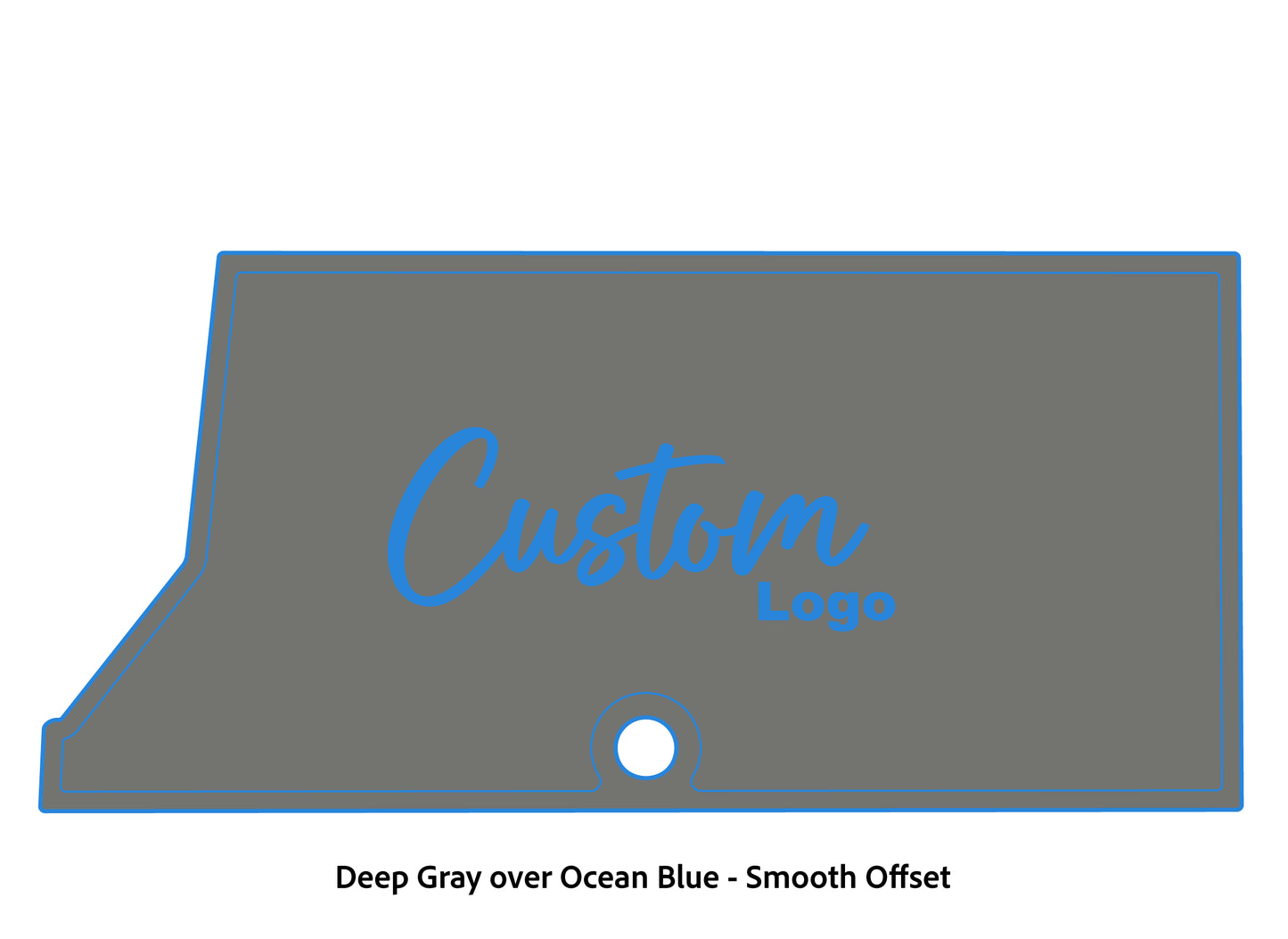Dura-Deck Ranger RT178 custom eva foam bass boat flooring in deep gray over ocean blue smooth offset pattern