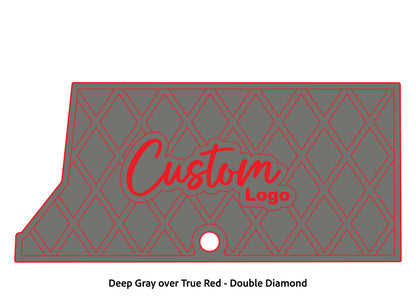 Dura-Deck Ranger RT178 custom eva foam bass boat flooring in deep gray over true red double diamond pattern