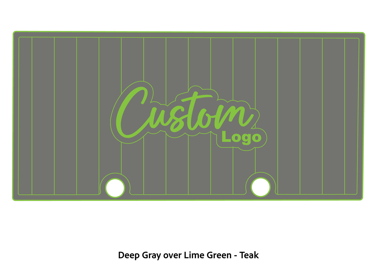 Dura-deck Ranger RT188 custom EVA foam bass boat flooring in deep gray over lime green teak pattern 
