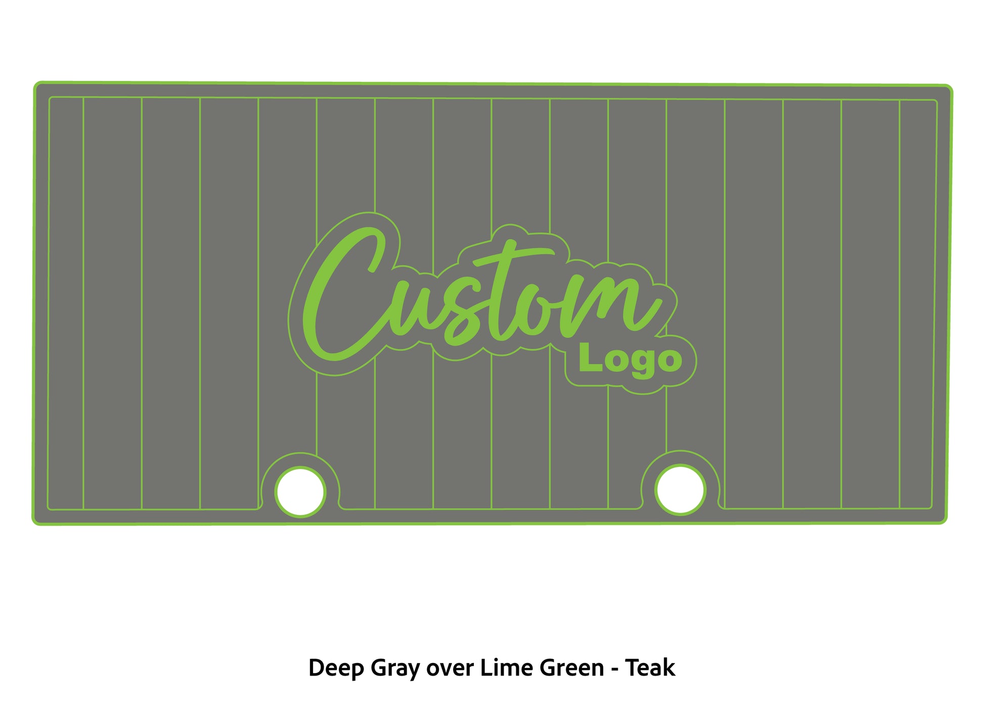 Dura-deck Ranger RT188 custom EVA foam bass boat flooring in deep gray over lime green teak pattern 