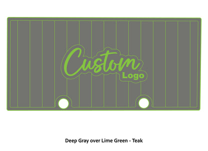 Dura-deck Ranger RT188 custom EVA foam bass boat flooring in deep gray over lime green teak pattern 