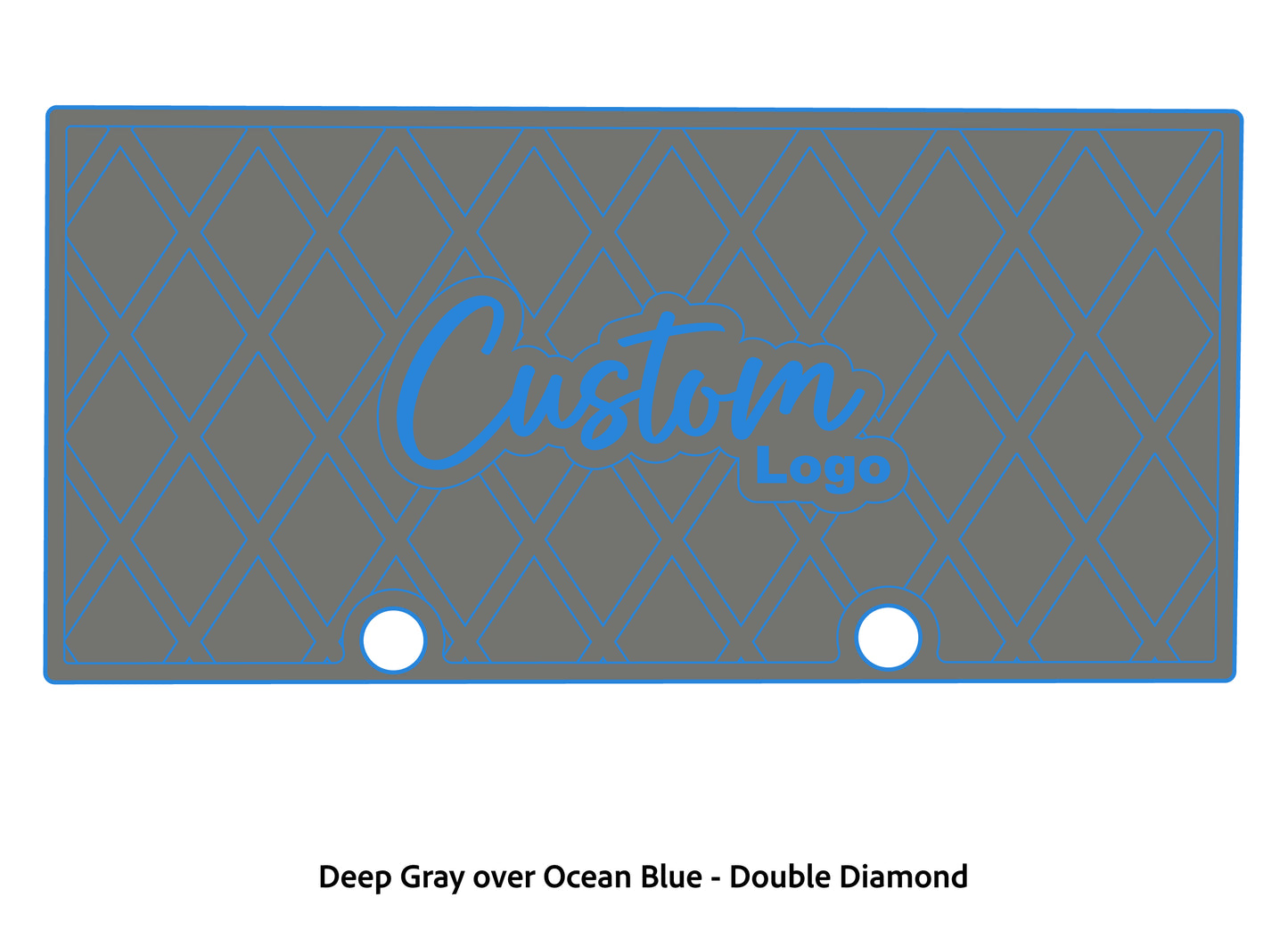 Dura-deck Ranger RT188 custom EVA foam bass boat flooring in deep gray over ocean blue double diamond pattern