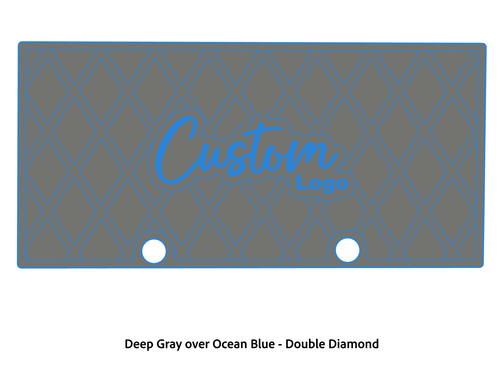 Dura-deck Ranger RT188 custom EVA foam bass boat flooring in deep gray over ocean blue double diamond pattern