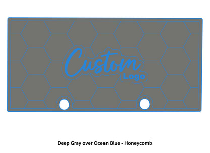 Dura-deck Ranger RT188 custom EVA foam bass boat flooring in deep gray over ocean blue honeycomb pattern