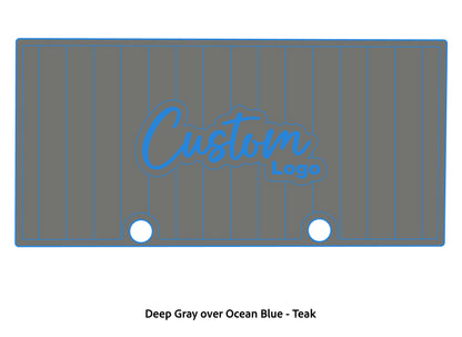 Dura-deck Ranger RT188 custom EVA foam bass boat flooring in deep gray over ocean blue teak pattern