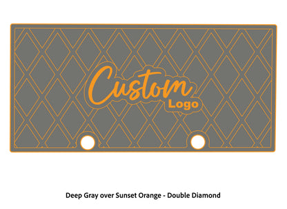 Dura-deck Ranger RT188 custom EVA foam bass boat flooring in deep gray over sunset orange double diamond pattern