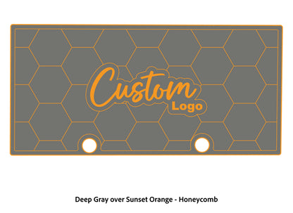 Dura-deck Ranger RT188 custom EVA foam bass boat flooring in deep gray over sunset orange honeycomb pattern