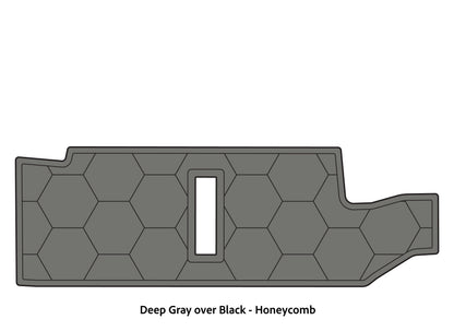 Dura-Deck Bass Cat Puma sts  custom EVA foam bass boat flooring in deep gray over black honeycomb pattern