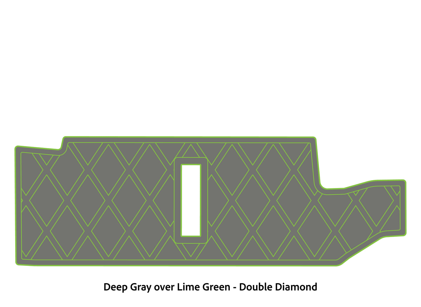 Dura-Deck Bass Cat Puma sts  custom EVA foam bass boat flooring in deep gray over lime green double diamond pattern