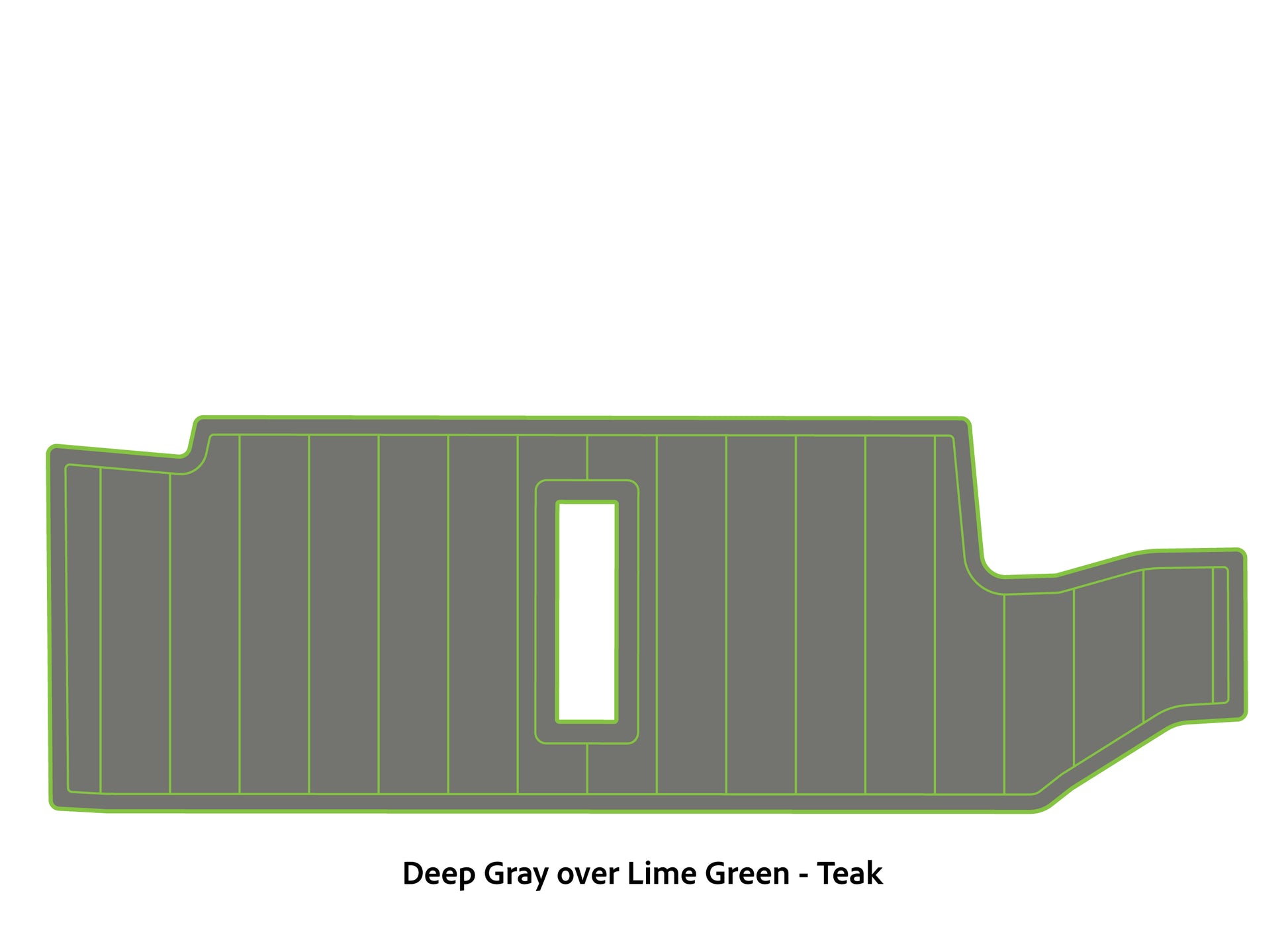 Dura-Deck Bass Cat Puma sts  custom EVA foam bass boat flooring in deep gray over lime green teak pattern