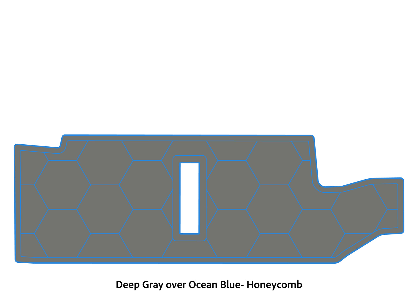 Dura-Deck Bass Cat Puma sts  custom EVA foam bass boat flooring in deep gray over ocean blue honeycomb pattern