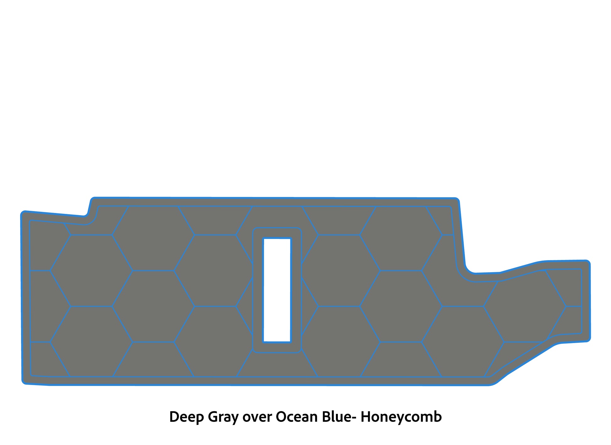 Dura-Deck Bass Cat Puma sts  custom EVA foam bass boat flooring in deep gray over ocean blue honeycomb pattern