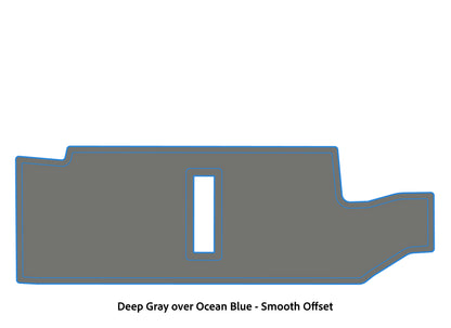 Dura-Deck Bass Cat Puma sts  custom EVA foam bass boat flooring in deep gray over ocean blue smooth offset