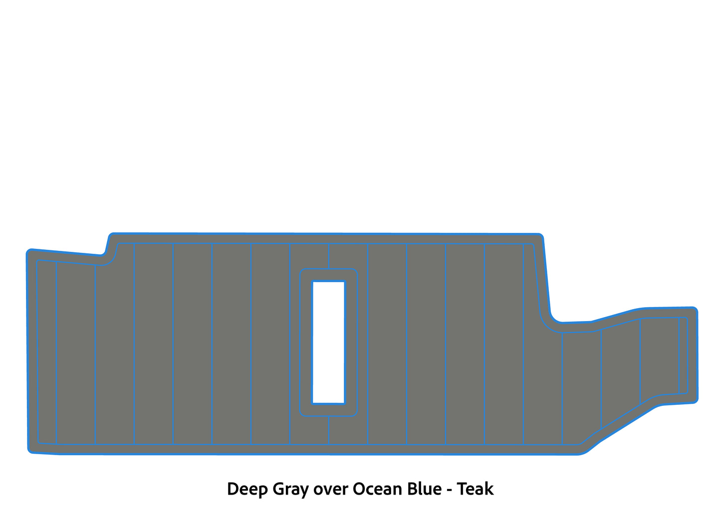 Dura-Deck Bass Cat Puma sts  custom EVA foam bass boat flooring in deep gray over ocean blue teak pattern