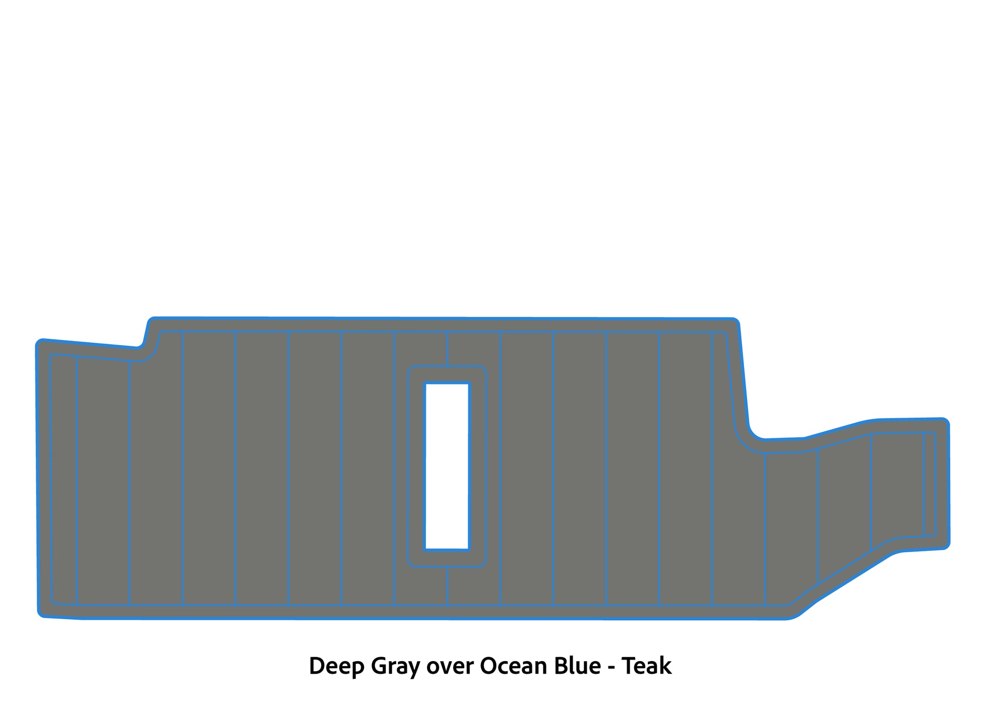 Dura-Deck Bass Cat Puma sts  custom EVA foam bass boat flooring in deep gray over ocean blue teak pattern
