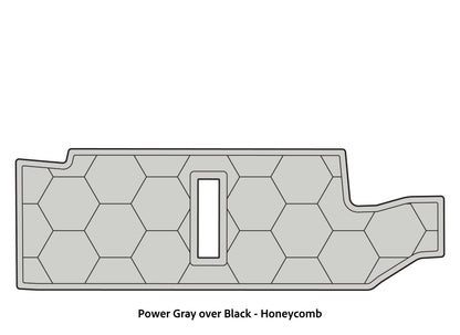 Dura-Deck Basscat Puma sts  custom EVA foam bass boat flooring in power gray over black honeycomb pattern