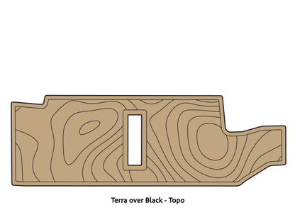 Dura-Deck Basscat Puma sts  custom EVA foam bass boat flooring in terra over black topo pattern